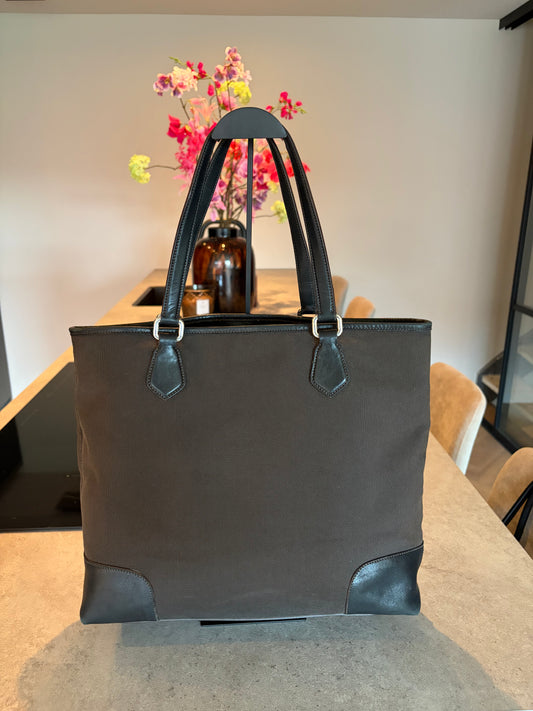 Vintage Prada logo jacquard tote, side view