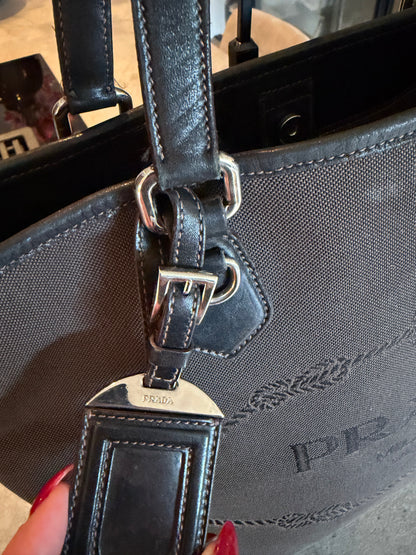 Vintage Prada logo jacquard tote, back view
