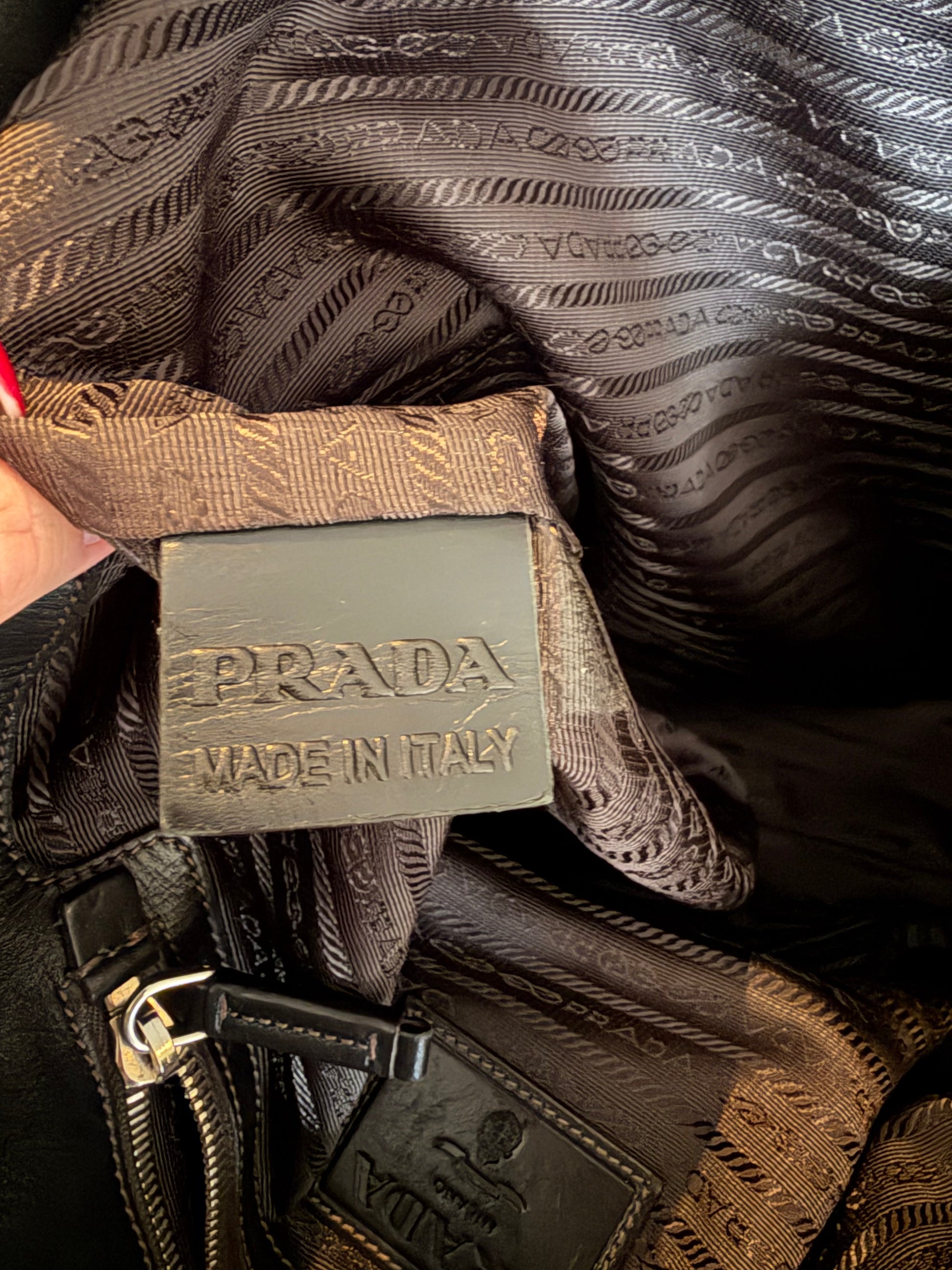 Vintage Prada logo jacquard tote, detail view 13