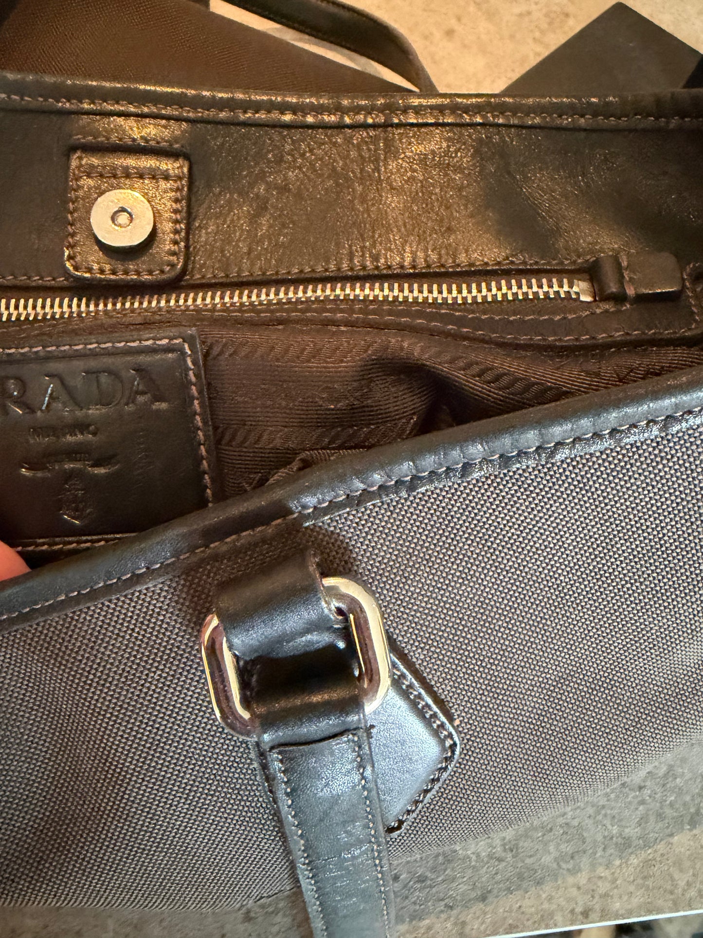 Vintage Prada logo jacquard tote, detail view 15